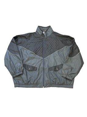 Men’s MTA Pro 2X Gray Black Colorblock Windbreaker Jacket Quilted Nylon 90s Era